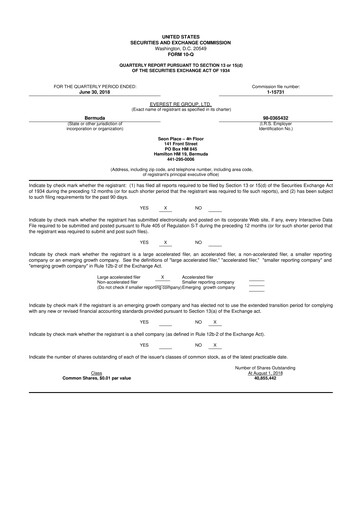 Thumbnail Everest Group 10-Q Quarterly Report FY 