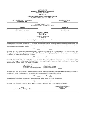 Thumbnail Everest Group 10-Q Quarterly Report FY 