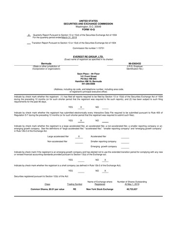 Thumbnail Everest Group 10-Q Quarterly Report FY 