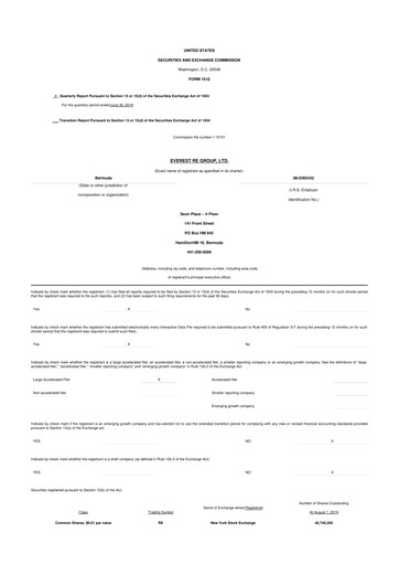 Thumbnail Everest Group 10-Q Quarterly Report FY 