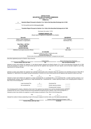 Vorschaubild Everest Group 10-Q Quartalsbericht 2023 