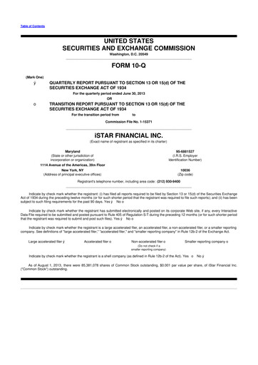 Thumbnail Safehold
 10-Q Quarterly Report FY2013 