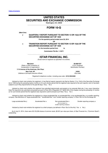 Thumbnail Safehold
 10-Q Quarterly Report FY2014 