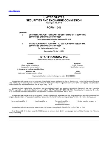 Thumbnail Safehold
 10-Q Quarterly Report FY2014 