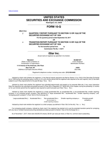 Thumbnail Safehold
 10-Q Quarterly Report FY2017 