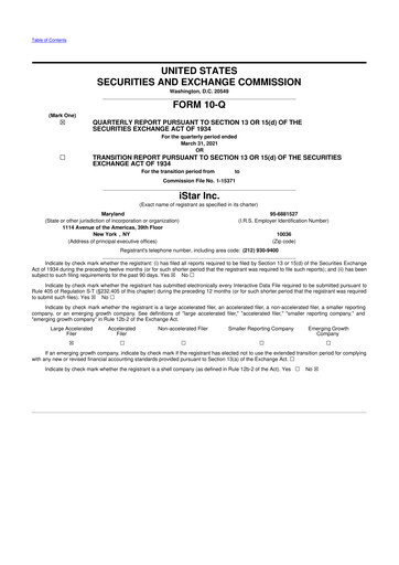 Thumbnail Safehold
 10-Q Quarterly Report FY2021 