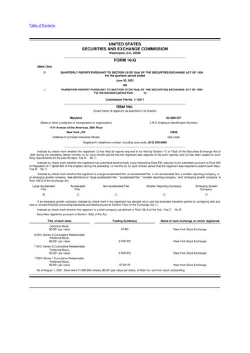 Thumbnail Safehold
 10-Q Quarterly Report FY2021 