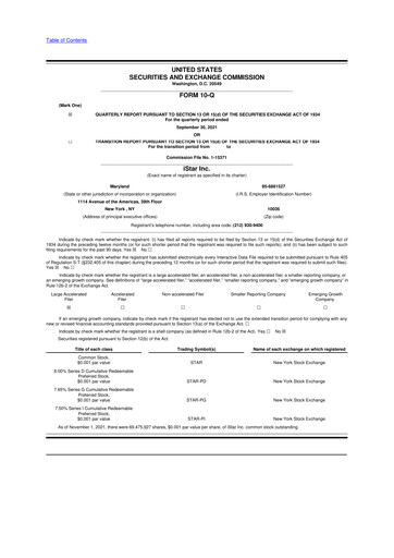 Thumbnail Safehold
 10-Q Quarterly Report FY2021 