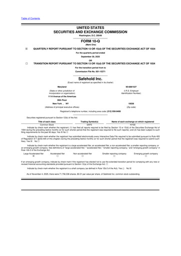 Thumbnail Safehold
 10-Q Quarterly Report FY2025 