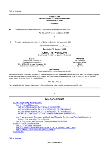 Vorschaubild Juniper Networks
 10-Q Quartalsbericht  
