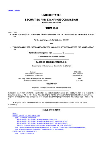 Thumbnail Cadence Design Systems 10-Q Quarterly Report FY 