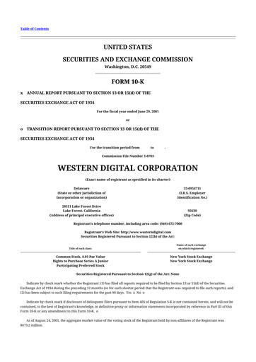 Thumbnail Western Digital 10-K Annual Report 
