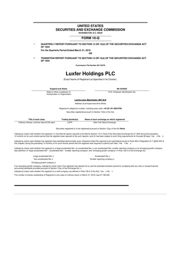 Thumbnail Luxfer 10-Q Quarterly Report FY2019 