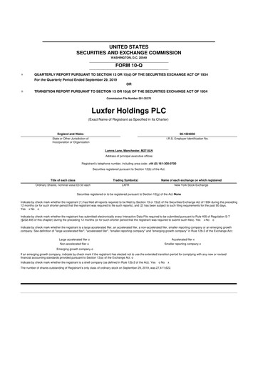 Thumbnail Luxfer 10-Q Quarterly Report FY2019 