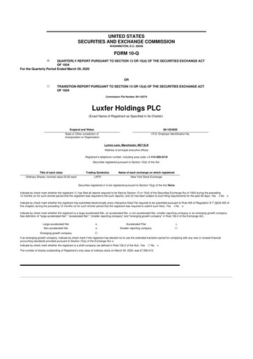 Thumbnail Luxfer 10-Q Quarterly Report FY2020 