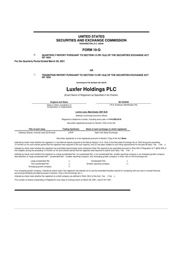 Thumbnail Luxfer 10-Q Quarterly Report FY2021 