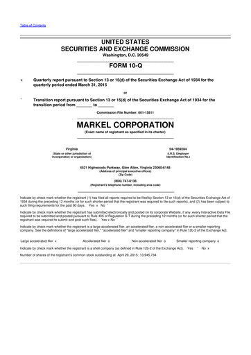 Thumbnail Markel Group 10-Q Quarterly Report FY2015 
