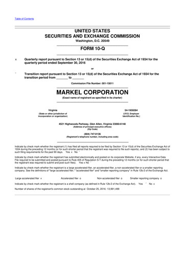 Thumbnail Markel Group 10-Q Quarterly Report FY2016 