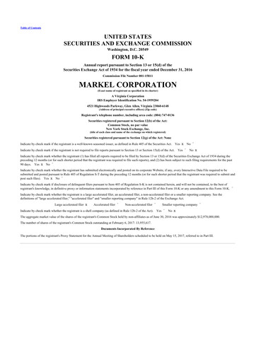 Thumbnail Markel Group 10-K Annual Report 2016