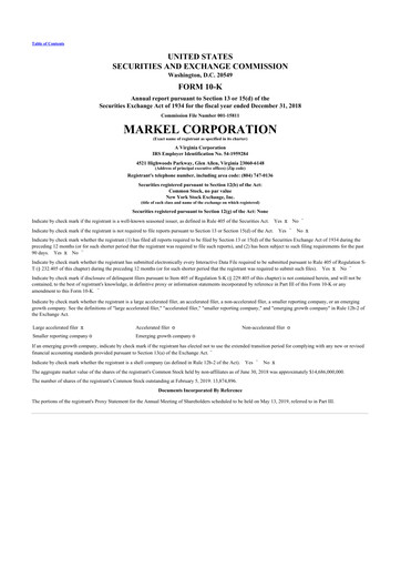 Thumbnail Markel Group 10-K Annual Report 2018