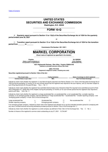 Thumbnail Markel Group 10-Q Quarterly Report FY2021 
