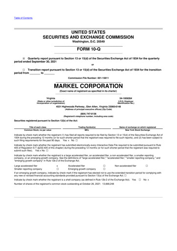 Thumbnail Markel Group 10-Q Quarterly Report FY2021 