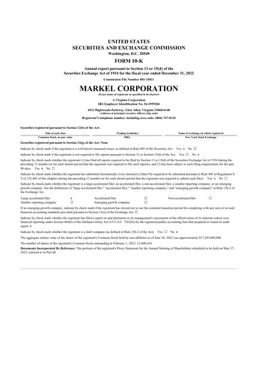 Thumbnail Markel Group 10-K Annual Report 2022