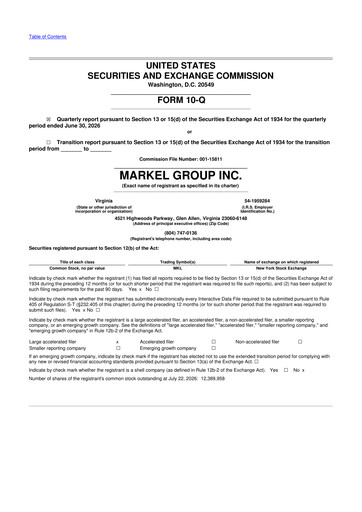 Thumbnail Markel Group 10-Q Quarterly Report FY2026 