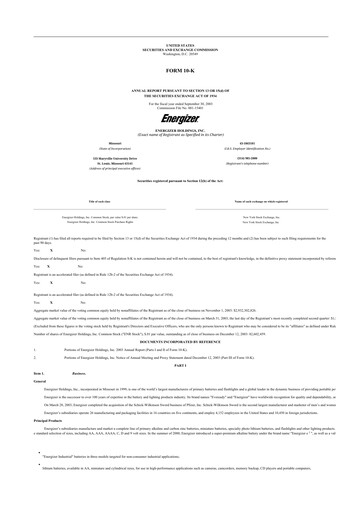 Thumbnail Edgewell Personal Care
 10-K Annual Report 