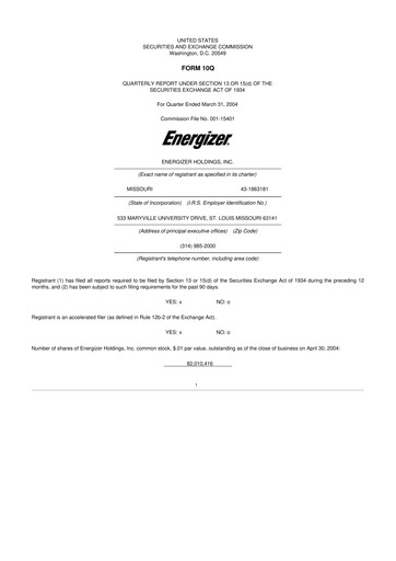 Thumbnail Edgewell Personal Care
 10-Q Quarterly Report FY 