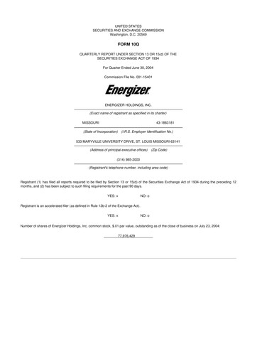 Thumbnail Edgewell Personal Care
 10-Q Quarterly Report FY 