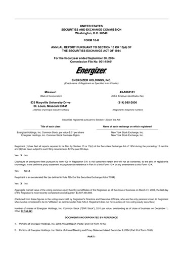 Thumbnail Edgewell Personal Care
 10-K Annual Report 