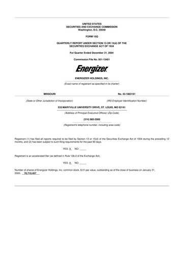 Thumbnail Edgewell Personal Care
 10-Q Quarterly Report FY 