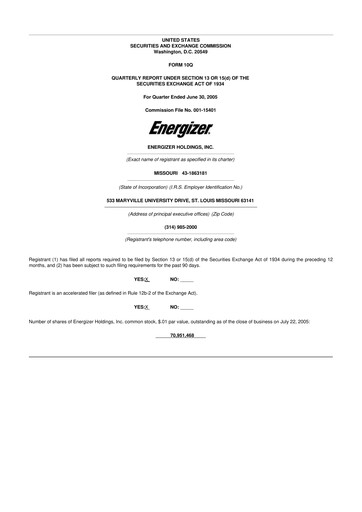 Thumbnail Edgewell Personal Care
 10-Q Quarterly Report FY 