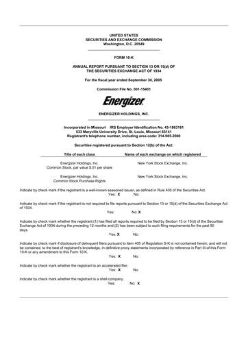 Thumbnail Edgewell Personal Care
 10-K Annual Report 