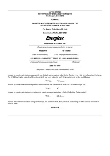 Thumbnail Edgewell Personal Care
 10-Q Quarterly Report FY 