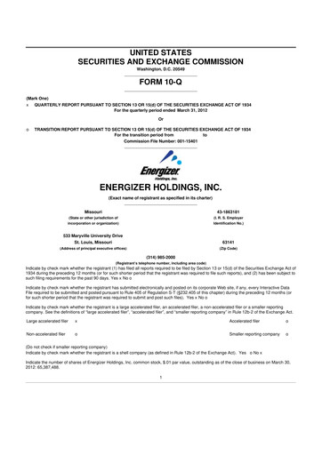 Thumbnail Edgewell Personal Care
 10-Q Quarterly Report FY2012 
