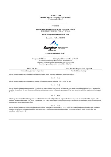 Thumbnail Edgewell Personal Care
 10-K Annual Report 2013