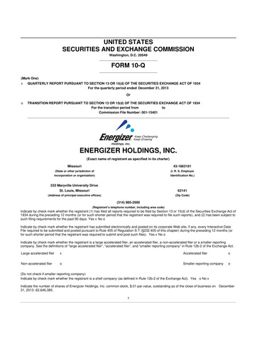 Thumbnail Edgewell Personal Care
 10-Q Quarterly Report FY2014 