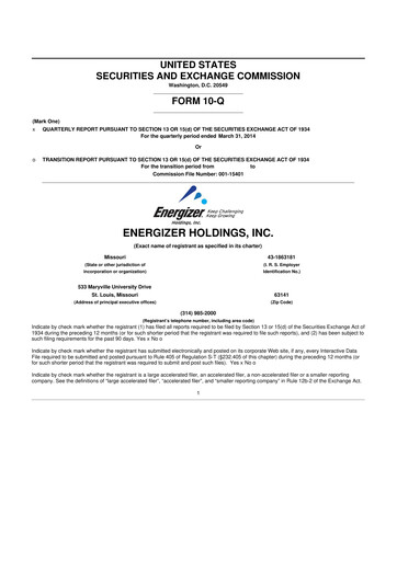 Thumbnail Edgewell Personal Care
 10-Q Quarterly Report FY2014 