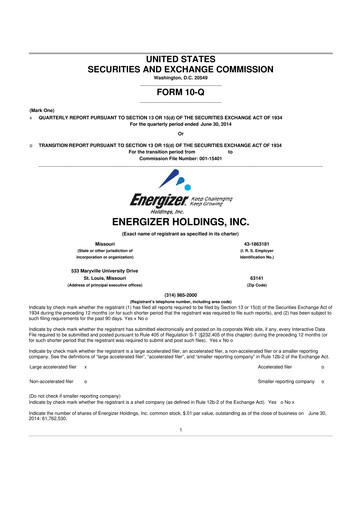 Thumbnail Edgewell Personal Care
 10-Q Quarterly Report FY2014 