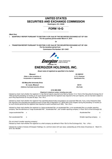 Thumbnail Edgewell Personal Care
 10-Q Quarterly Report FY2015 
