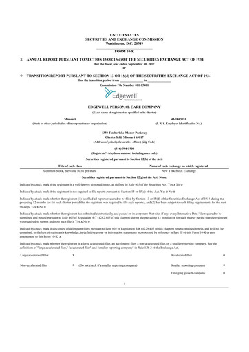 Thumbnail Edgewell Personal Care
 10-K Annual Report 2017