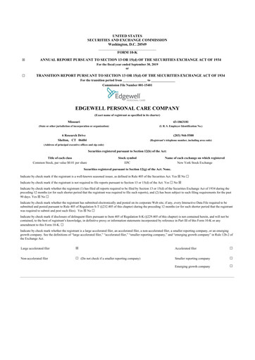 Thumbnail Edgewell Personal Care
 10-K Annual Report 2019