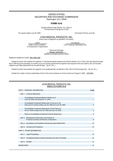 Thumbnail Utah Medical Products 10-Q Quarterly Report FY 