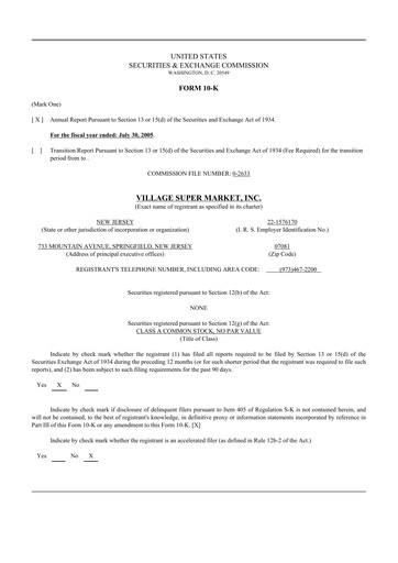 Thumbnail Village Super Market 10-K Annual Report 