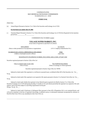 Thumbnail Village Super Market 10-K Annual Report 