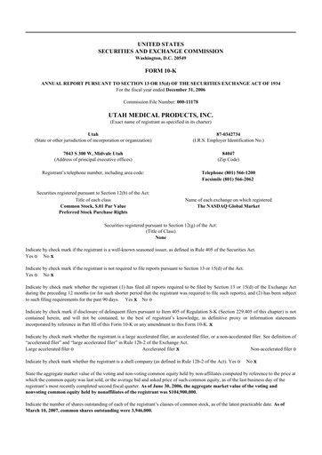Thumbnail Utah Medical Products 10-K Annual Report 