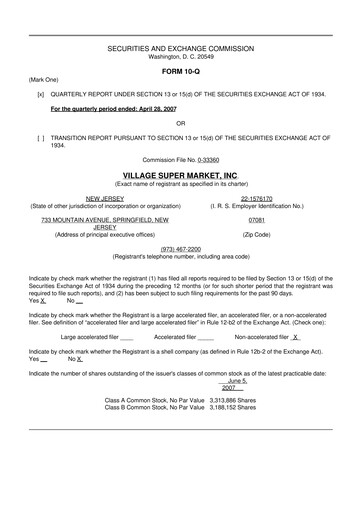 Thumbnail Village Super Market 10-Q Quarterly Report FY 