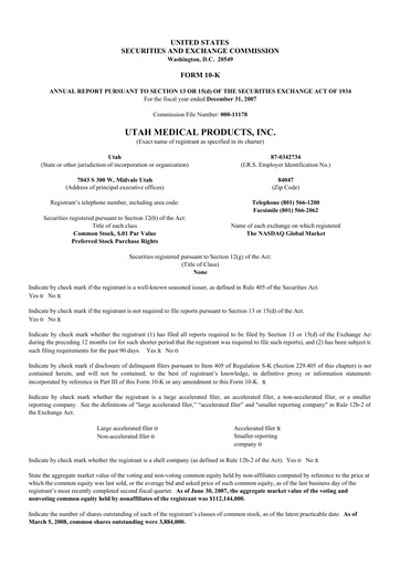 Thumbnail Utah Medical Products 10-K Annual Report 